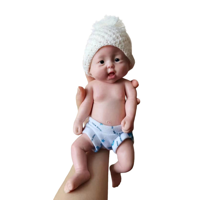 28cm Soft Full Body Solid Silicone Reborn Dolls Handmade Painted